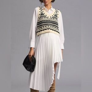 PILCRO ANTHROPOLGIE Black and Cream Knit Sweater Vest Size XS